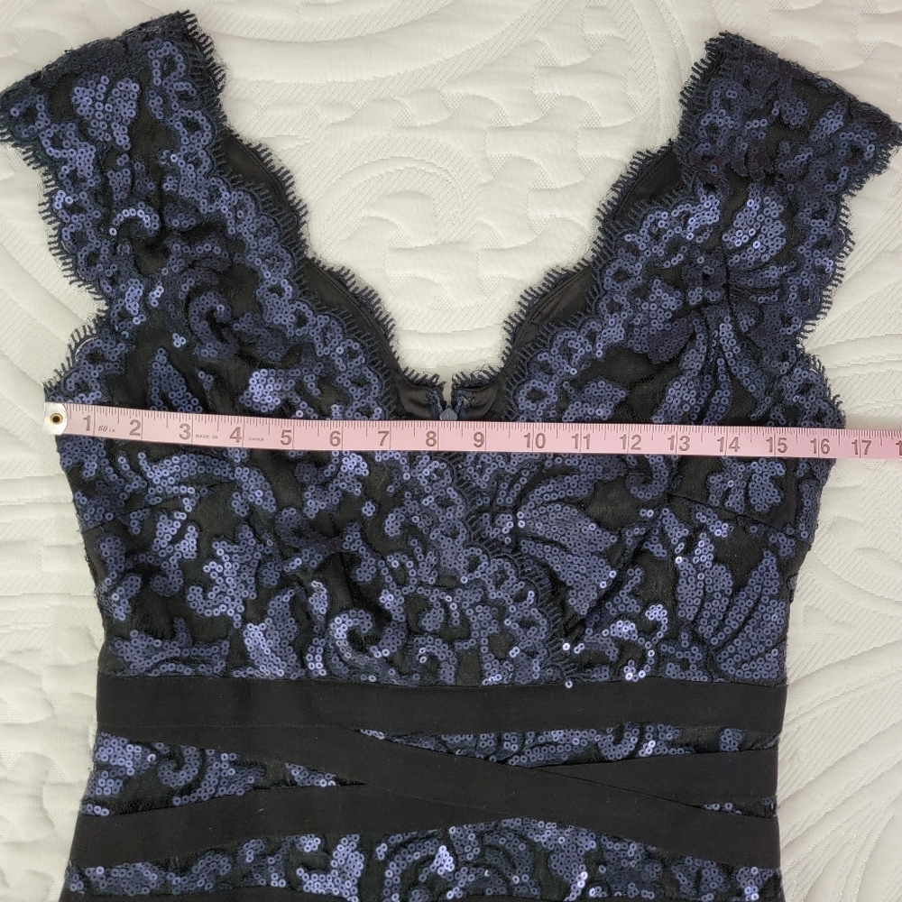 Tadashi Shoji Sleeveless Embroidered Sequin Lace Banded Sheath Cocktail Dress 6 - Picture 13 of 15